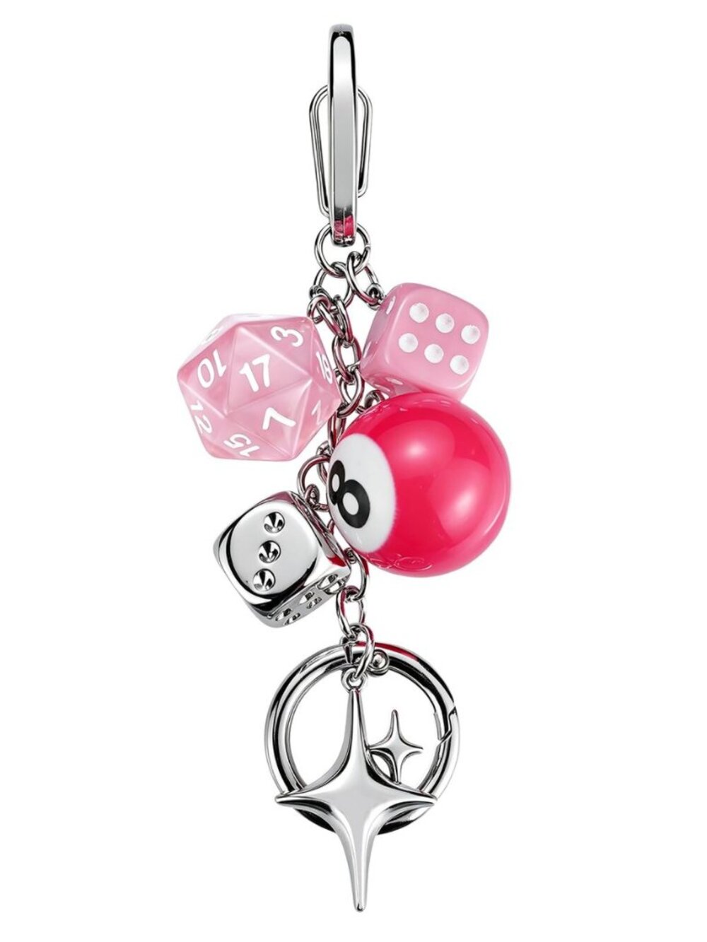 Cute 8 Ball Dice Bag Purse Charm Keychain